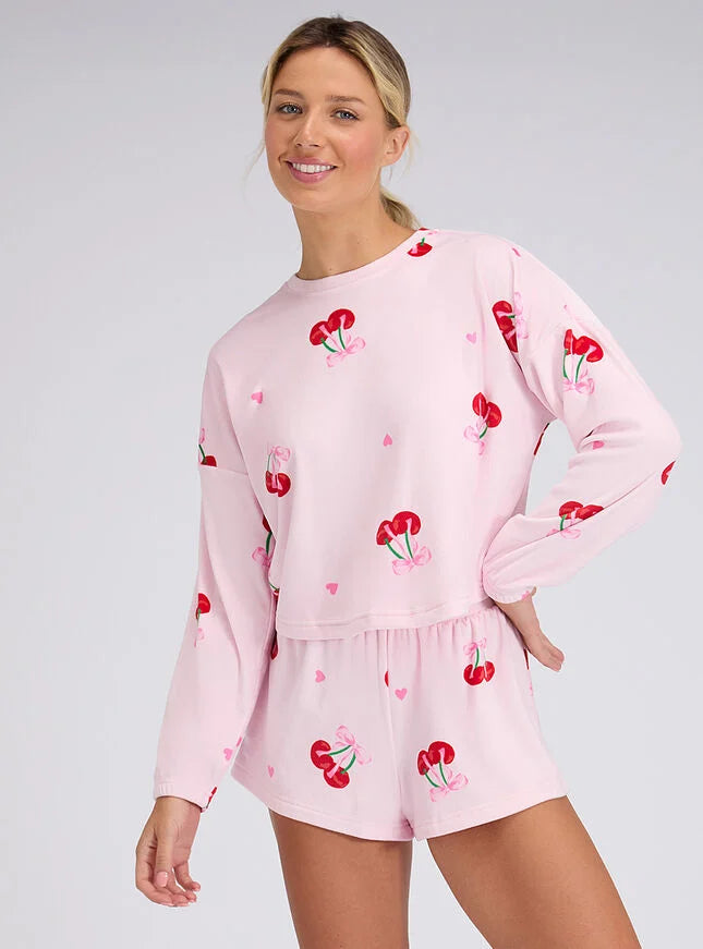 Cherry velour short pyjama set