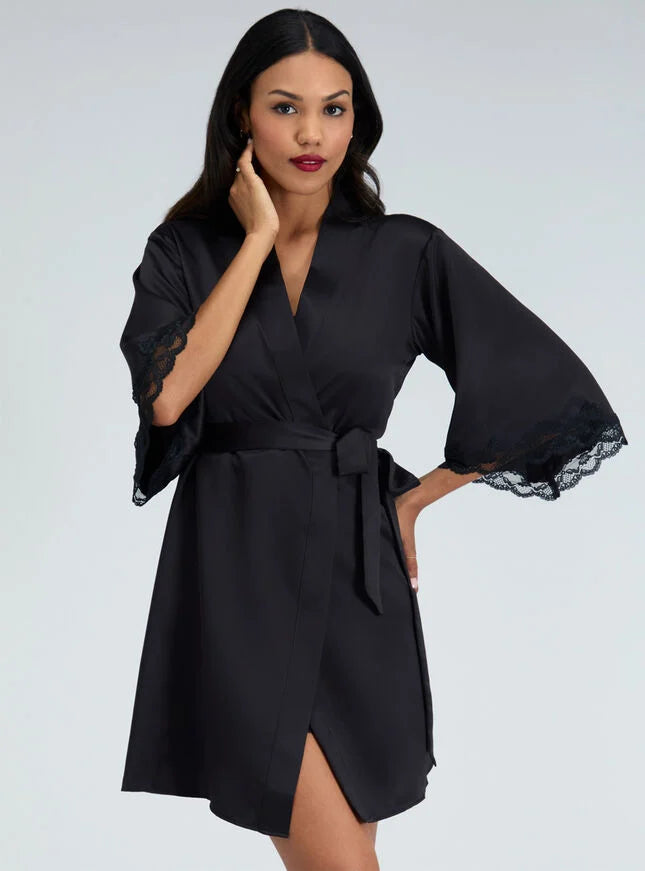 Matte satin short robe