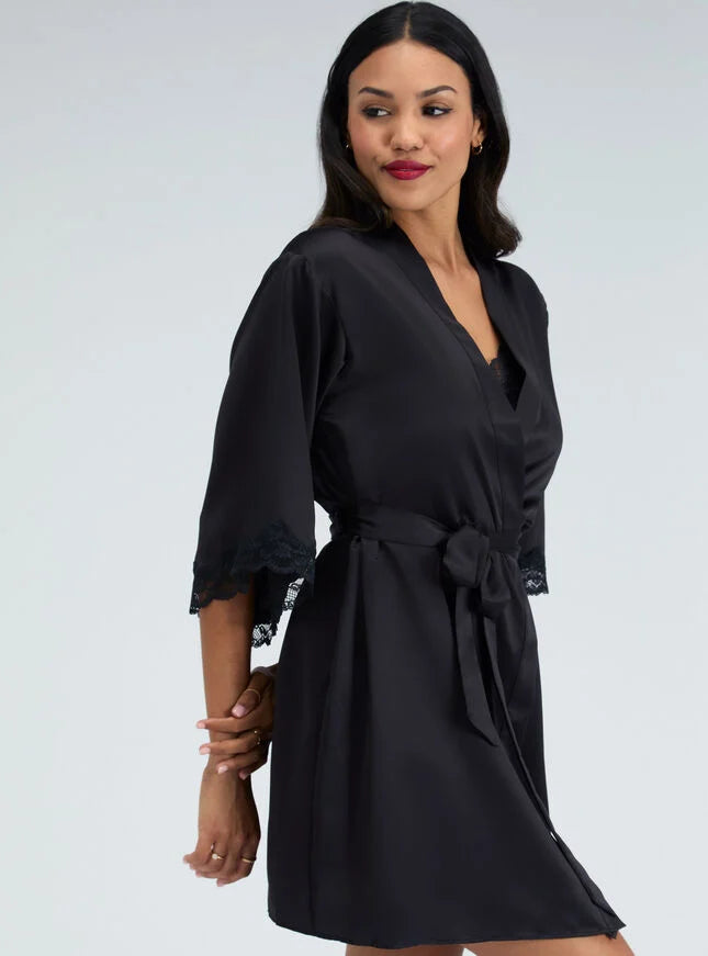 Matte satin short robe