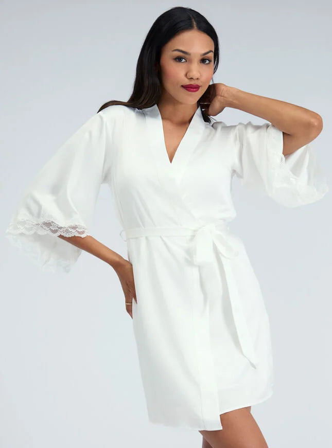 Matte satin short robe