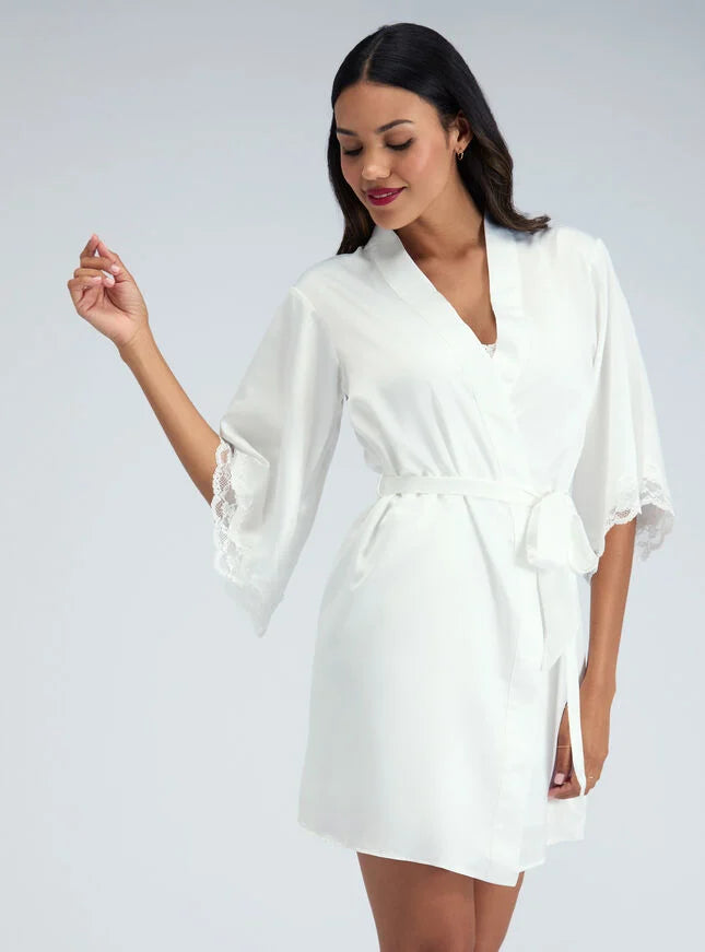 Matte satin short robe