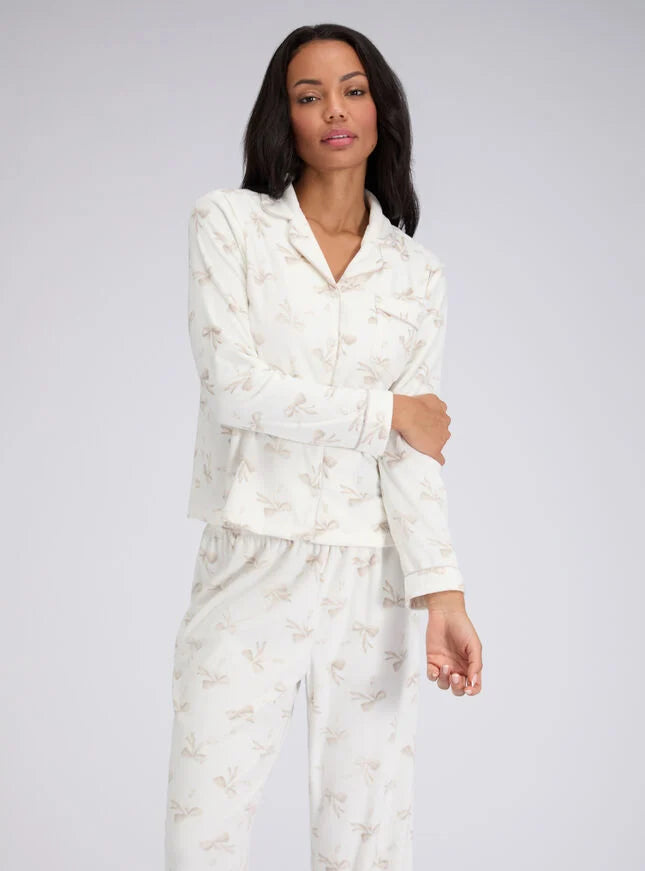 Bow velour pyjama set