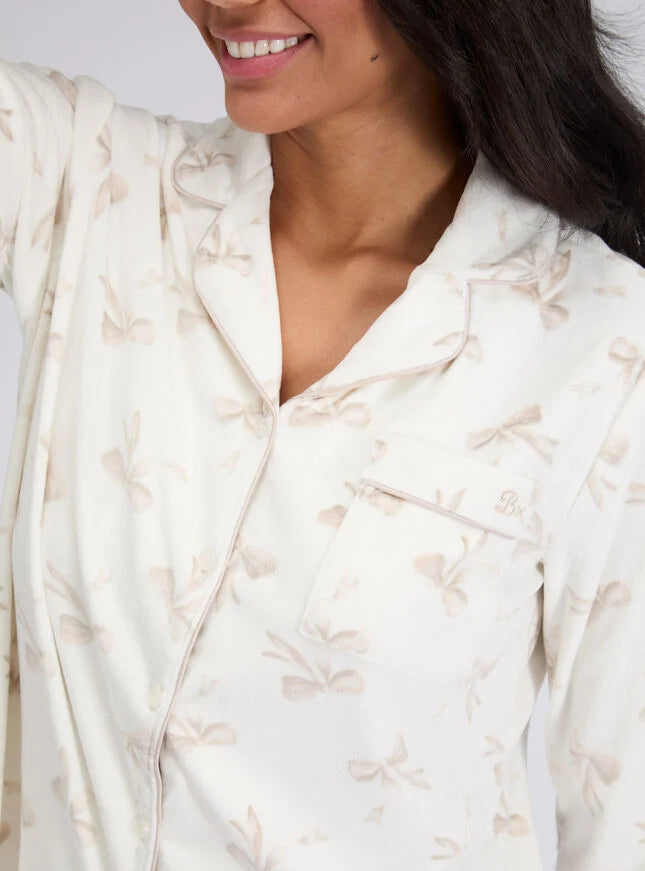 Bow velour pyjama set