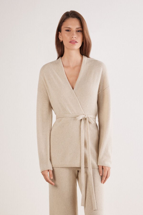 100% Cashmere belted cardigan