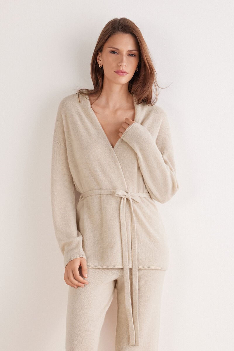 100% Cashmere belted cardigan